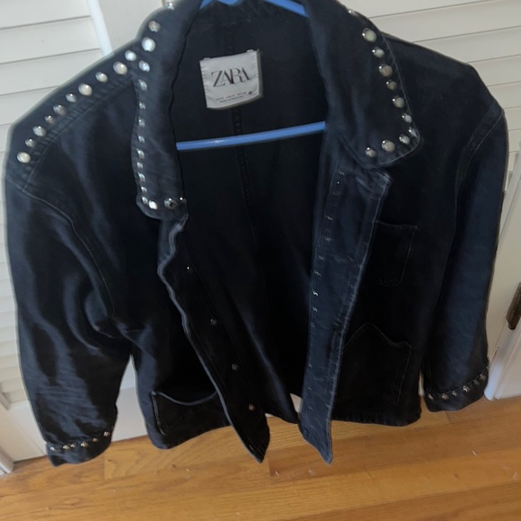 Zara Jackets & Coats Zara Oversized Black Studded Denim Jacket Poshmark